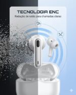 Fone De Ouvido Bluetooth 5.4, Com Borrachinhas, Compatível Com Todo Celular, Cancelamento Ruído, Bateria 16 Horas, Microfone, Controle Touch, Resistente a Agua, Cabo de Carregamento - Linha Premium - Imagem 3