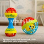 Kit Chocalho para Bebê 8 Peças Brinquedo Educativo Sensorial Mordedor Infantil Colorido Desenvolvimento Motor - Imagem 7
