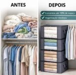 Kit 3 Caixas Sacos, 90L GRANDE, Organizador com Zíper, Bolsa Dobrável para Roupas, Cobertores, Edredons, com Alças e Janela Transparente, Premium REFORÇADO - Imagem 4