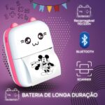 Mini impressora térmica portátil sem fio 200dpi impressão bluetooth para fotos scanners, etiquetas (Azul) - Imagem 2