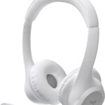 Headset Sem Fio Logitech Zone 300 Com Microfone Flip-to-Mute com Cancelamento de Ruído, Conexão Bluetooth, Bateria Recarregável via USB-C e Almofadas Confortáveis - Branco