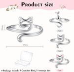 Anel de crochê de metal, 3 peças, ajustável, gancho de malha, acessórios, chapéu de dedo, guia de fios, suporte de dedo DIY tricô artesanato orelhas de gato - Imagem 2