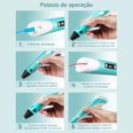 Impressora Digital Portátil, Display LCD, Turquesa e Branco 3D - Imagem 4