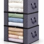 Kit 3 Caixas Sacos, 90L GRANDE, Organizador com Zíper, Bolsa Dobrável para Roupas, Cobertores, Edredons, com Alças e Janela Transparente, Premium REFORÇADO