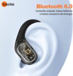 Basike Fone de Ouvido Bluetooth 6.0 Esportivo Intra-Auricular, Som Hi-Fi Estéreo, Suporta Chamadas de Voz, Display LED, TWS/IPX5/ENC Compatível com Android e iOS – Preto - Imagem 3