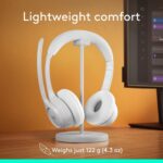 Headset Sem Fio Logitech Zone 300 Com Microfone Flip-to-Mute com Cancelamento de Ruído, Conexão Bluetooth, Bateria Recarregável via USB-C e Almofadas Confortáveis - Branco - Imagem 8