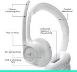 Headset Sem Fio Logitech Zone 300 Com Microfone Flip-to-Mute com Cancelamento de Ruído, Conexão Bluetooth, Bateria Recarregável via USB-C e Almofadas Confortáveis - Branco - Imagem 6