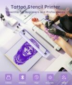 Rongta Impressora portátil de estêncil de tatuagem com 5 peças de papel de transferência, Bluetooth, sem fio, térmica, para artistas iniciantes, compatível com telefone/tablet/PC/laptop (roxo) - Imagem 3