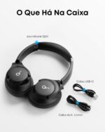 soundcore Q20i da Anker, Fone de Ouvido Bluetooth com Cancelamento de Ruído Híbrido Ativo, Headphone Sem Fio, 60h Bateria, Áudio Hi-Res, Graves Potentes, App Personalização, Modo Transparência, Preto - Imagem 8