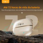 Fones de Ouvido Bluetooth, INAVA, Fone de Ouvido Esportivo com Clipe de Concha, 72 Horas de Bateria, Design Confortável para Ouvidos Pequenos e Quem Usa Óculos, Exercício, treinamento físico (Branco) - Imagem 3