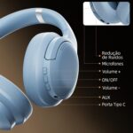 Basike Fone de Ouvido Bluetooth, ANC Cancelamento de Ruído Ativo Headphone Bluetooth 5.3+EDR, Som Surround 3D, Headset com Microfone, Certificação Hi-Pure Audio, 30 horas reprodução, Y6 (Azul) - Imagem 6