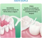 Fio Dental com Haste 2 em 1 Kit com 100 Unidades para Limpeza Bucal Profunda - Ideal para Viagens e Uso Diário - Imagem 4