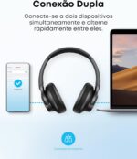 soundcore Q20i da Anker, Fone de Ouvido Bluetooth com Cancelamento de Ruído Híbrido Ativo, Headphone Sem Fio, 60h Bateria, Áudio Hi-Res, Graves Potentes, App Personalização, Modo Transparência, Preto - Imagem 6