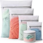 Kit 5 Sacos Para Lavar Roupas Delicadas na Máquina de Lavar - Protetor Roupa Íntima - Tela Reforçada Com Protetor De Zíper - Tamanhos P, M, G