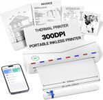 Phomemo Impressoras térmicas portáteis para viagens, impressora portátil sem tinta, compatível com 21 x 28 cm, impressora sem fio compatível com iOS, Android e laptop para escritório, casa, casa