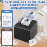 Impressora Termica Portatil, 80 Mm Com Serial/Usb/Ethernet, Imprimir Rótulos, Notas, Recibos, Código de barras, Ideal para Restaurantes, Lojas, Fábricas, Supermercados e Escritórios - Imagem 2