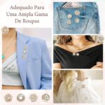 10 Botões Broches Pressão Decote Super Luxo Pedras Strass - Diga adeus aos decotes indesejados e roupas largas com elegância e praticidade! - Imagem 2