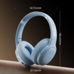Basike Fone de Ouvido Bluetooth, ANC Cancelamento de Ruído Ativo Headphone Bluetooth 5.3+EDR, Som Surround 3D, Headset com Microfone, Certificação Hi-Pure Audio, 30 horas reprodução, Y6 (Azul) - Imagem 5