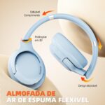 Basike Fone de Ouvido Bluetooth, ANC Cancelamento de Ruído Ativo Headphone Bluetooth 5.3+EDR, Som Surround 3D, Headset com Microfone, Certificação Hi-Pure Audio, 30 horas reprodução, Y6 (Azul) - Imagem 2
