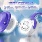ATTACK SHARK G300 Fone de ouvido sem fio com cancelamento de ruído ativo,supra-auricular,ultraleve,dobrável,com fio/Bluetooth,20 horas de reprodução,microfone integrado,para viagens,escritório(Roxo) - Imagem 5