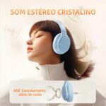 Basike Fone de Ouvido Bluetooth, ANC Cancelamento de Ruído Ativo Headphone Bluetooth 5.3+EDR, Som Surround 3D, Headset com Microfone, Certificação Hi-Pure Audio, 30 horas reprodução, Y6 (Azul) - Imagem 3