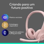 Headset com fio USB Logitech H390 com Almofadas Confortáveis, Controles de Áudio Integrado e Microfone com Redução de Ruído - Rosa - Imagem 10