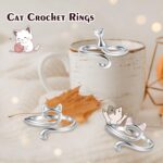 Anel de crochê de metal, 3 peças, ajustável, gancho de malha, acessórios, chapéu de dedo, guia de fios, suporte de dedo DIY tricô artesanato orelhas de gato - Imagem 5