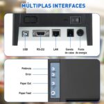 Impressora Termica Portatil, 80 Mm Com Serial/Usb/Ethernet, Imprimir Rótulos, Notas, Recibos, Código de barras, Ideal para Restaurantes, Lojas, Fábricas, Supermercados e Escritórios - Imagem 4