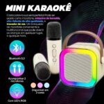 Karaoke Infantil Portátil com 2 Microfones Recarregável e Modos de Voz Divertidos - Diversão Musical para Crianças! (Bege) - Imagem 2