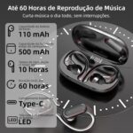 Bettdow Fone de Ouvido Sem Fio Bluetooth com Microfone e Cancelamento de Ruído Ativo, à Prova D'água e com até 60 Horas de Reprodução - Melhor Escolha para Esportes e Atividades ao Ar Livre - Preto - Imagem 4