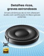 soundcore Q20i da Anker, Fone de Ouvido Bluetooth com Cancelamento de Ruído Híbrido Ativo, Headphone Sem Fio, 60h Bateria, Áudio Hi-Res, Graves Potentes, App Personalização, Modo Transparência, Preto - Imagem 3