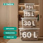 Ordene - Caixa Organizadora Plástica de 7,5 Litros com Tampa, Cor Cristal, Linha My Closet - Imagem 4