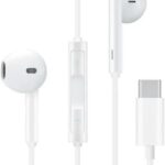 Fone de Ouvido com Fio Premium Tipo-C, 4ª Geração, Anti-Ruído (99,15%), Cabo de Tecido Antitramado, Branco – Compatível com Samsung, Motorola, LG e Smartphones USB-C.