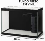 Aquário de Peixes 20 Litros 40x20x25cm - Vidro 3mm Ideal para Peixes Ornamentais, Produto Já Montado, Prático para Casa ou Apartamento (20 litros Com vinil preto,40x20x25) - Imagem 5