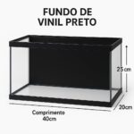 Aquário de Peixes 20 Litros 40x20x25cm - Vidro 3mm Ideal para Peixes Ornamentais, Produto Já Montado, Prático para Casa ou Apartamento (20 litros Com vinil preto,40x20x25) - Imagem 2