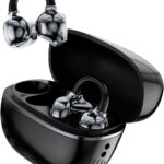 Fones de Ouvido Bluetooth, INAVA, Fone de Ouvido Esportivo com Clipe de Concha, 72 Horas de Bateria, Design Confortável para Ouvidos Pequenos e Quem Usa Óculos, Exercício, treinamento físico (Preto)