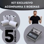 Impressora Térmica Portátil Mini Bluetooth Kit Bobinas 58 mm Super Premium Leve Portátil Comércio Delivery - Imagem 4