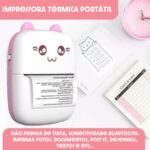 Mini Impressora Térmica Sem Fio Bluetooth Etiqueta Fotos Lembretes BT 200dpi (Rosa) - Imagem 9