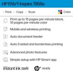 HP ENVY Inspire 7958e Impressora a jato de tinta colorida multifuncional sem fio, impressão, digitalização, cópia, impressão duplex, ideal para casa, 6 meses de tinta incluídos (327A7A) - Imagem 3