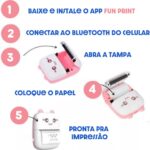 Mini Impressora Térmica Sem Fio Bluetooth Etiqueta Fotos Lembretes BT 200dpi (Rosa) - Imagem 5