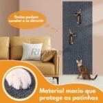 Tapete Arranhador Autoadesivo Premium para Gatos 30x100cm Carpete Resistente Cortável Protetor de Sofá Parede Cama Evita Arranhões Fácil de Aplicar - Imagem 2