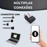Impressora Térmica Portátil Mini Bluetooth Kit Bobinas 58 mm Super Premium Leve Portátil Comércio Delivery - Imagem 3
