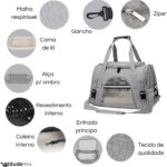 Bolsa Pet Transporte Viagem Avião Para Cães Gatos Luxo (preto) - Imagem 3