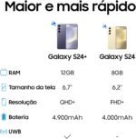 Smartphone Samsung Galaxy S24+, Galaxy AI, Selfie de 12MP, Tela de 6.7" 1-120Hz, 256GB, 12GB RAM - Preto - Imagem 5