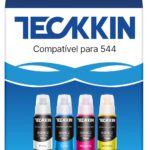 TECKKIN Kit 4 Refil Tintas para Epson 544 T544 Compatível com Impressoras Ecotank L1110 L1210 L3251 L3260 L5290 L1250 L3210 L3250 (4 Garrafas)