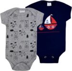 Kit 4 Body Manga Curta Roupa Infantil Bebê Recem Nascido a 12 meses Inverno Verão Estampado (Menino, P (1-3M)) - Imagem 3