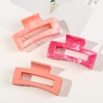 Clipes de garra de cabelo para mulheres – Pacote com 3 clipes grandes quadrados foscos para penteados finos e espessos, grampos antiderrapantes bonitos duráveis acessórios de cabelo para mulheres - Imagem 2