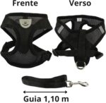 Coleira Peitoral Anti Puxão com Guia para Cães e Gatos – Ideal para Filhotes, Pinscher, Shi Tzu e Raças de Porte Pequeno a Médio – NEXUS MARKET (P, PRETO) - Imagem 3