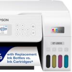 Epson Impressora Supertank EcoTank ET-2803 colorida multifuncional sem cartucho com suporte para digitalização, cópia e AirPrint