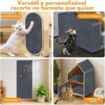 Tapete Arranhador Autoadesivo Premium para Gatos 30x100cm Carpete Resistente Cortável Protetor de Sofá Parede Cama Evita Arranhões Fácil de Aplicar - Imagem 4